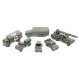 A small quantity of military Dinky Toys most for restoration. A scarce US export Daimler Military