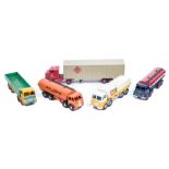 5 Dinky Toys. A Foden FG Tanker, Regent, in red, white and blue. A Foden DG Tanker, Smith &