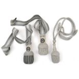 Three Third Reich silver bullion portepees for swords, SS with silver acorn, SS with silver and