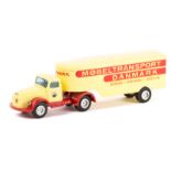 A scarce Danish Tekno Volvo normal control International Transport articulated lorry. Pale yellow