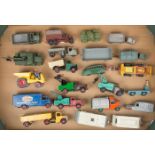 23 Dinky Toys / Supertoys commercial vehicles, most for restoration. Guy van Ever Ready, Bedford