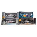 4 1:18 racing cars. 2 Maisto – Mercedes-Benz CLK LM ‘Goodbye Ludwig’ Warsteiner RN2 and an Audi