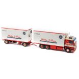 A limited issue Dutch Tekno Scania 142H V8 forward control 10 wheel rigid refer box van and 8