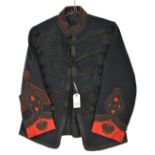 A very scarce Vic Rifle Volunteer quartermaster’s frogged black cloth tunic, red facings, 4 rank