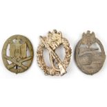 A Third Reich die struck silver plated Infantry Assault badge; a die struck WM General Assault