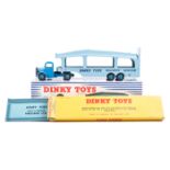 Dinky Toys Pullmore Car Transporter (582). 1st type with 6 rivets in light blue livery, with fawn