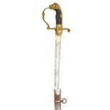 An Imperial German high ranking officer’s sword, slightly curved, watered, blade 32”, DE towards