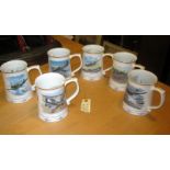 6 RAF Association Commemorative tankards, featuring WWII aircraft: Dambuster, Mosquito, Spitfire,