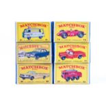 6 Matchbox 75 Series vehicles. A Milk Delivery Truck (21), a Ford Zephyr III (33), a Pontiac