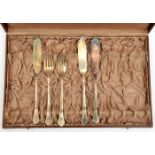 A part set of Third Reich silver plated cutlery, comprising 3 fish knives and two forks, the flat