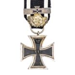 Iron Cross 1870, 2nd Class, bearing “25” anniversary clasp and Iron Cross 1914 bar. GVF Plate 1