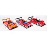 3 Hotwheels 1:18 Ferrari 333SP. 2 in competition livery – Brooksfield MOMO RN3 in red and yellow