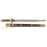 A Chinese sword, similar to last lot but of more slender proportions, the scabbard of plain