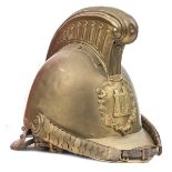 A good late 19th century brass helmet of Herstmonceux (Sussex) Fire Brigade, of French light cavalry