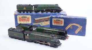 A quantity of Hornby Dublo 3-rail railway. Including; 2x BR Class A4 4-6-0 locomotives; Mallard