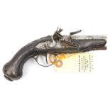 A French 48 bore flintlock sidelock pocket pistol, c 1770, 7” overall, round tapered barrel 3”,
