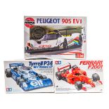 10 plastic motor racing kits by Tamiya, Airfix, Revell Snaptight, Bburago, etc. 1:12 scale; Team