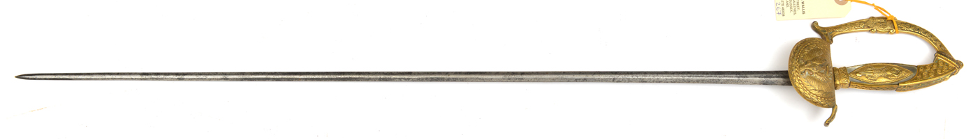 An Italian courtsword, slender ovoid section blade 29½”, gilt brass ornamental hilt, the turn down - Image 2 of 2