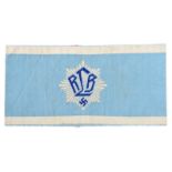 A scarce RLB cloth armband, pale blue with white edging and 1st type RLB device in dark blue and