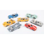 4 1960’s Italian Politoys Export 1:43 scale sports racing cars. Lola Aston Martin in mint green RN3.