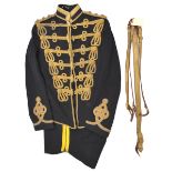 A Hussar Captain’s full dress blue tunic, 6 gilt gimp loops with purl buttons and olivets to