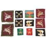 10 WWII cloth formation badges: pairs Airborne Div., 44th Airborne Div. India and 2nd Div.,