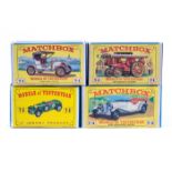 12 Matchbox Models of Yesteryear in 2nd Series boxes. A 1910 Benz Limousine (Y-3), a 1909 Opel Coupe