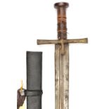 A Sudanese sword kaskara, blade 35”, with triple fullers at forte, facetted crossguard and