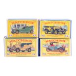 12 Matchbox Models of Yesteryear in 2nd Series boxes. A 1910 Benz Limousine (Y-3), a Horse Drawn