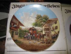 5 German commemorative plates featuring country scenes, text in German on the back; and 4 others“The