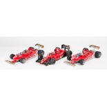 3 EXOTO Grand Prix Classics 1:18 Ferrari. 2x 312T4/T5 - RN11 J. Scheckter and RN12 G. Villeneuve.