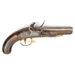 A 16 bore flintlock short holster pistol c 1820, 10½” overall, octagonal barrel 6” with B’ham