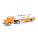 A Dutch Tekno Scania Vabis 76 normal control articulated petrol tanker. An example in orange and