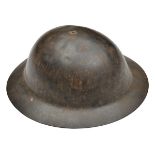 A WWI Brodie’s pattern steel helmet, with part of chinstrap and liner. Basically GC for age (some