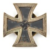 A 1939 Iron Cross 1st Class, flat back with domed screw fitting embossed “L58”, and locating pin. GC