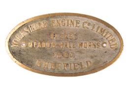 A GWR locomotive brass builder’s plate. From a Class 57xx, 6721 0-6-0PT. Yorkshire Engine Co. Ltd.