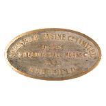 A GWR locomotive brass builder’s plate. From a Class 57xx, 6721 0-6-0PT. Yorkshire Engine Co. Ltd.