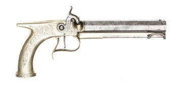 A Birmingham made 34 bore all metal boxlock sidehammer rifled percussion belt pistol, c 1840, 9½”