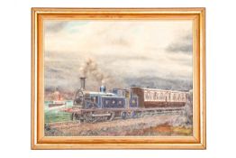 An original oil painting on board by Cuthbert Hamilton Ellis. A portrait of a Caledonian Railway