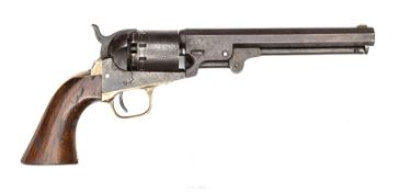 A 5 shot .36” Manhattan Fire Arms Co SA Navy percussion revolver, 11½” overall, barrel 6½” marked “