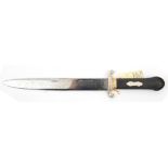 A bowie knife, blade 10½”, DE for half its length, marked “Gravely & Wreaks. New York” on one side