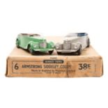 A Dinky Toys Trade Box of 6 Armstrong Siddeley Coupe (38E). Containing 6 examples, 3 in light
