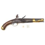 A French 12 bore Model An IX flintlock cavalry pistol, 16” overall, barrel 9”, the breech