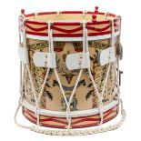 A painted brass side drum of the “2nd Bn Seaforth Highlanders (Ross-shire Buffs. The Duke of