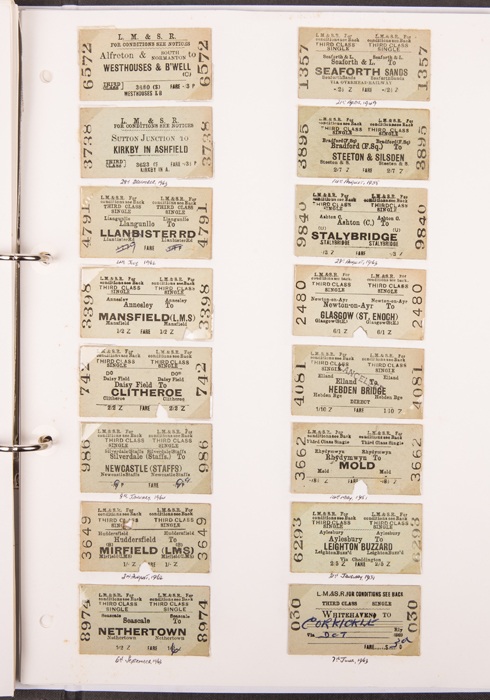 An album of mainly LMS Railway (London, Midland and Scottish Railway) related tickets. A ring- - Image 2 of 2