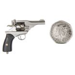 A well engineered non working miniature model of a Webley Fosbery revolver, 2” overall, bright steel