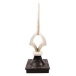 A BR (SR) railway signal finial. A two-piece cast iron finial painted black and white.