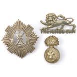 3 all WM cap/glengarry badges: R Scots, KORR, GC and R Welsh Fus (some wear).