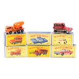 6 Matchbox Series. Foden Hoveringham tipper (17), Pontiac GP Coupe (22) in red. Foden Cement