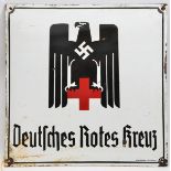 A Third Reich Red Cross slightly convex enamelled sign, 20” x 20”, black on white with red ochre,